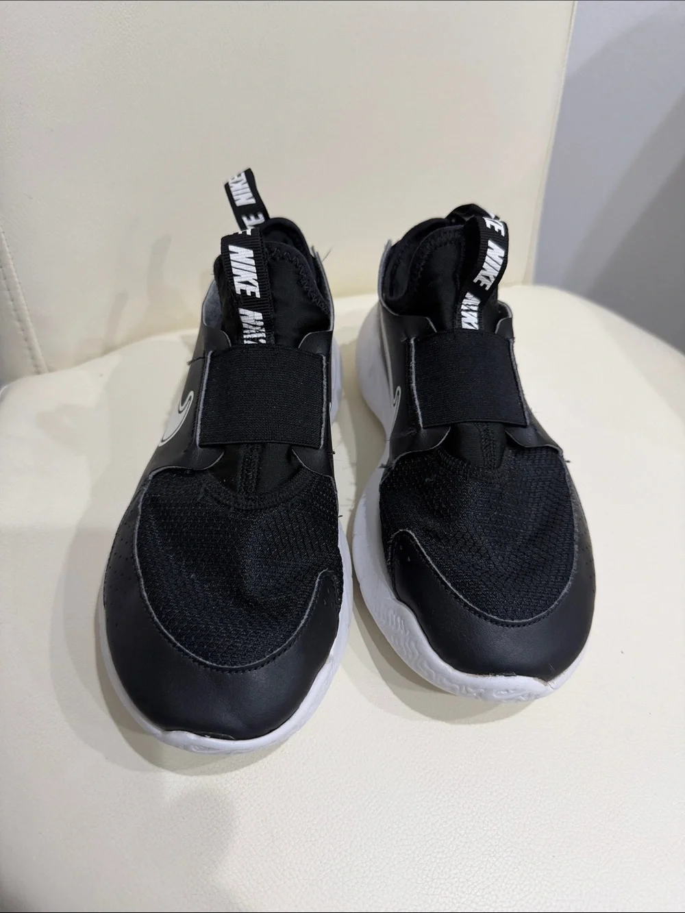 Nike Flex Runner 3 Kids Black and White Slip-On Athletic Sneakers